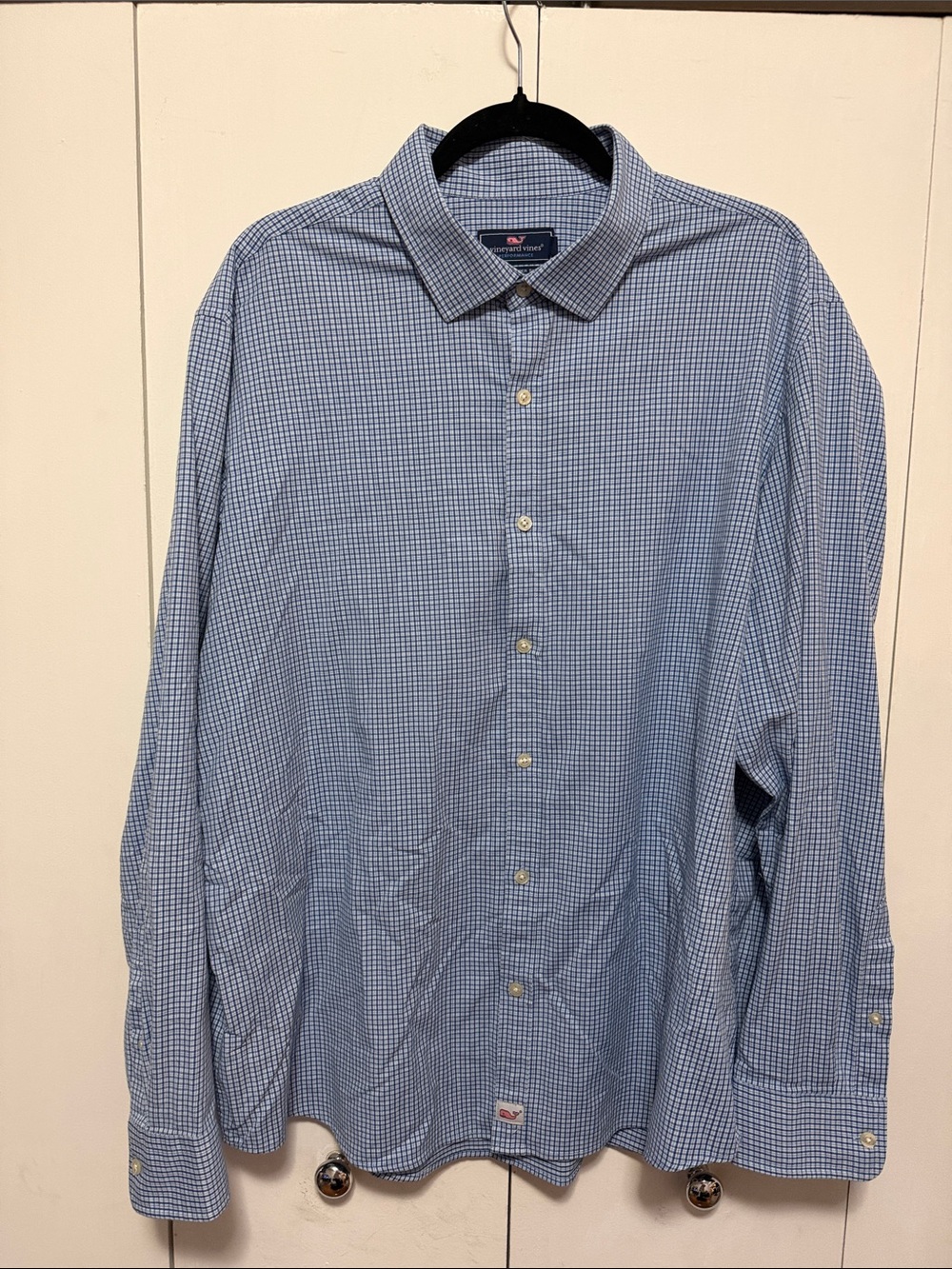 Vineyard Vines Blue Micro-Check Button-Down Dress Shirt